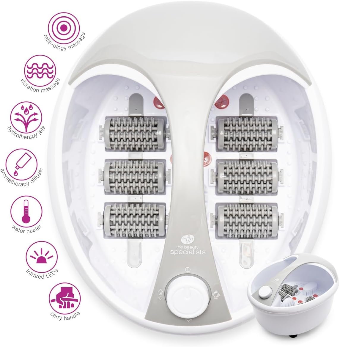 Deluxe Foot Spa Massager Hydro Jets Heat Bubble Rollers