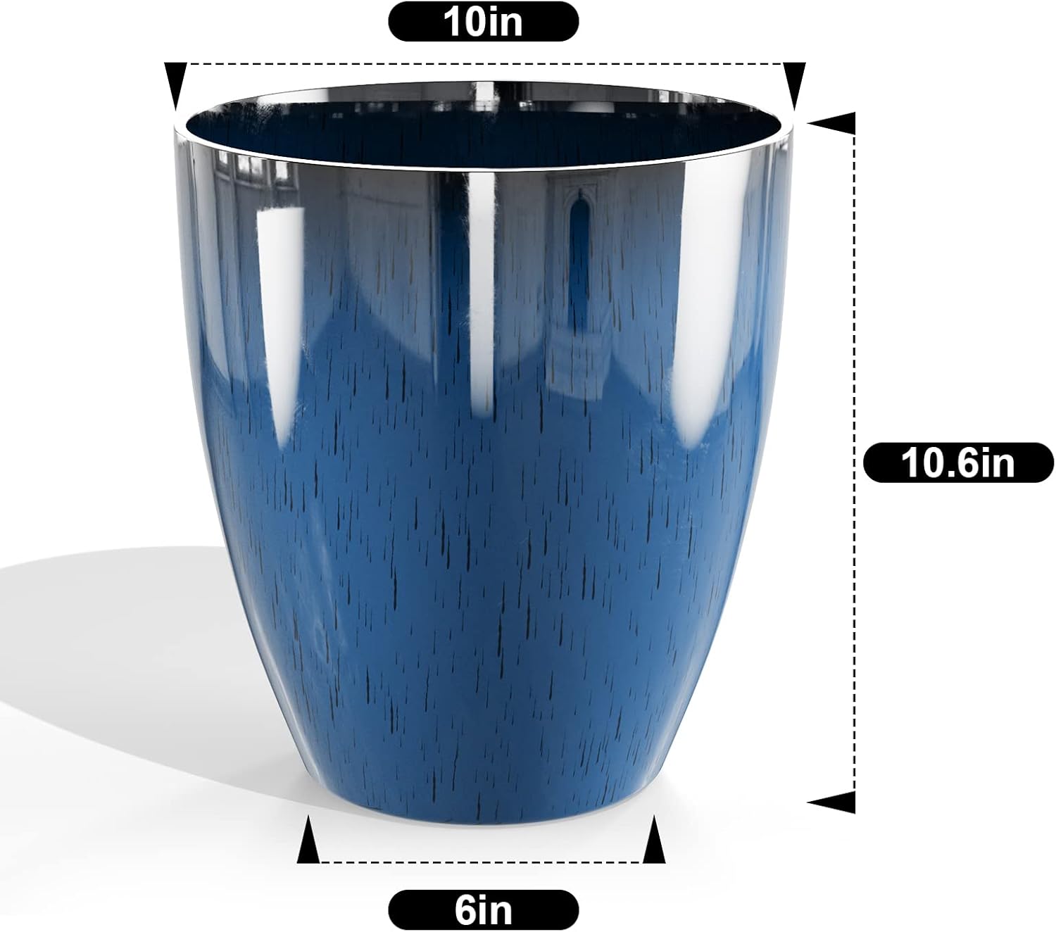 Set of 2 Blue Plant Pots 10 Inch Modern Planters Indoor Outdoor