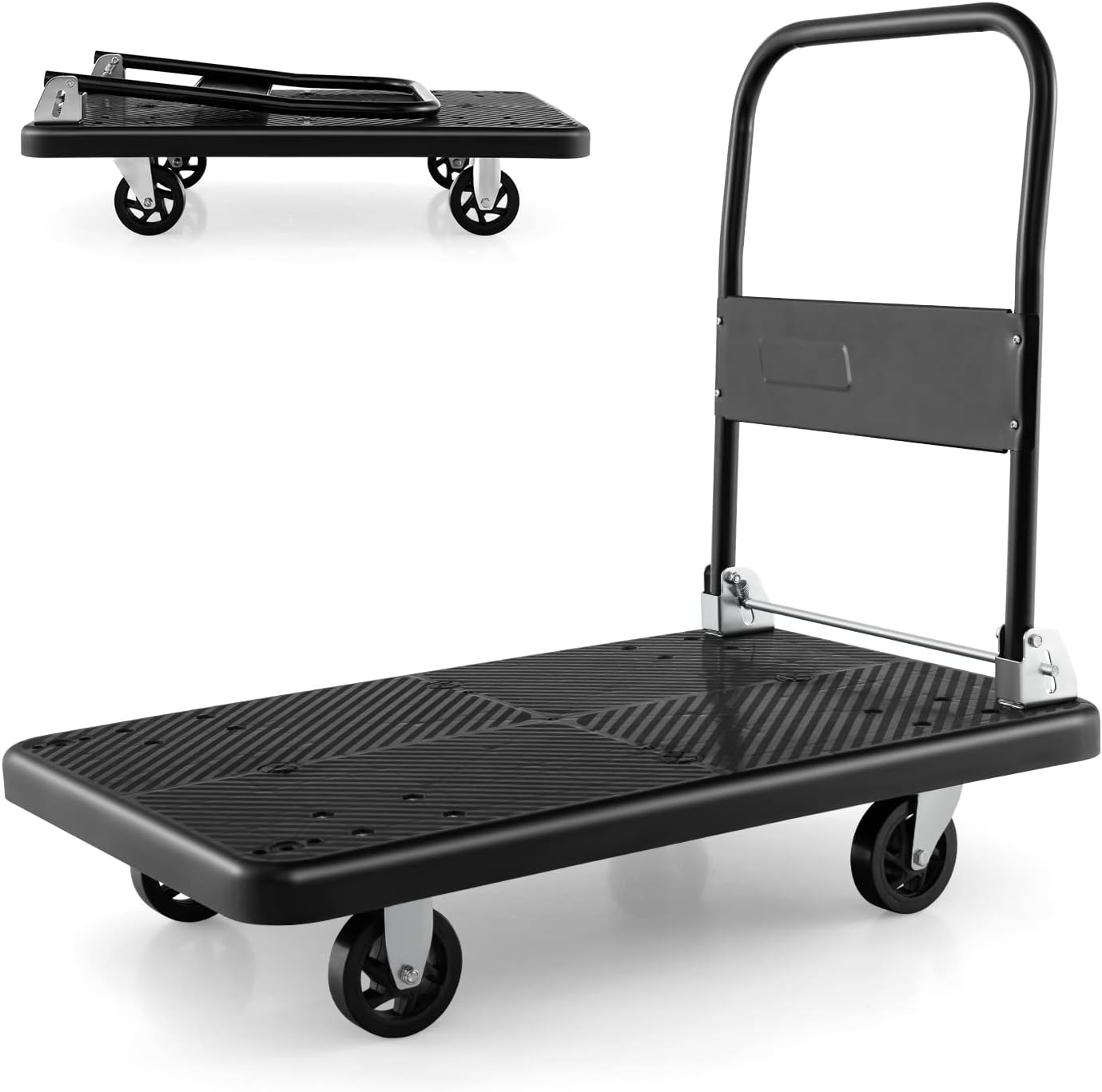 Folding Platform Trolley 400KG Flatbed Cart Black