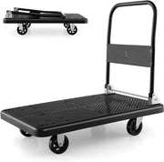 Folding Platform Trolley 400KG Flatbed Cart Black