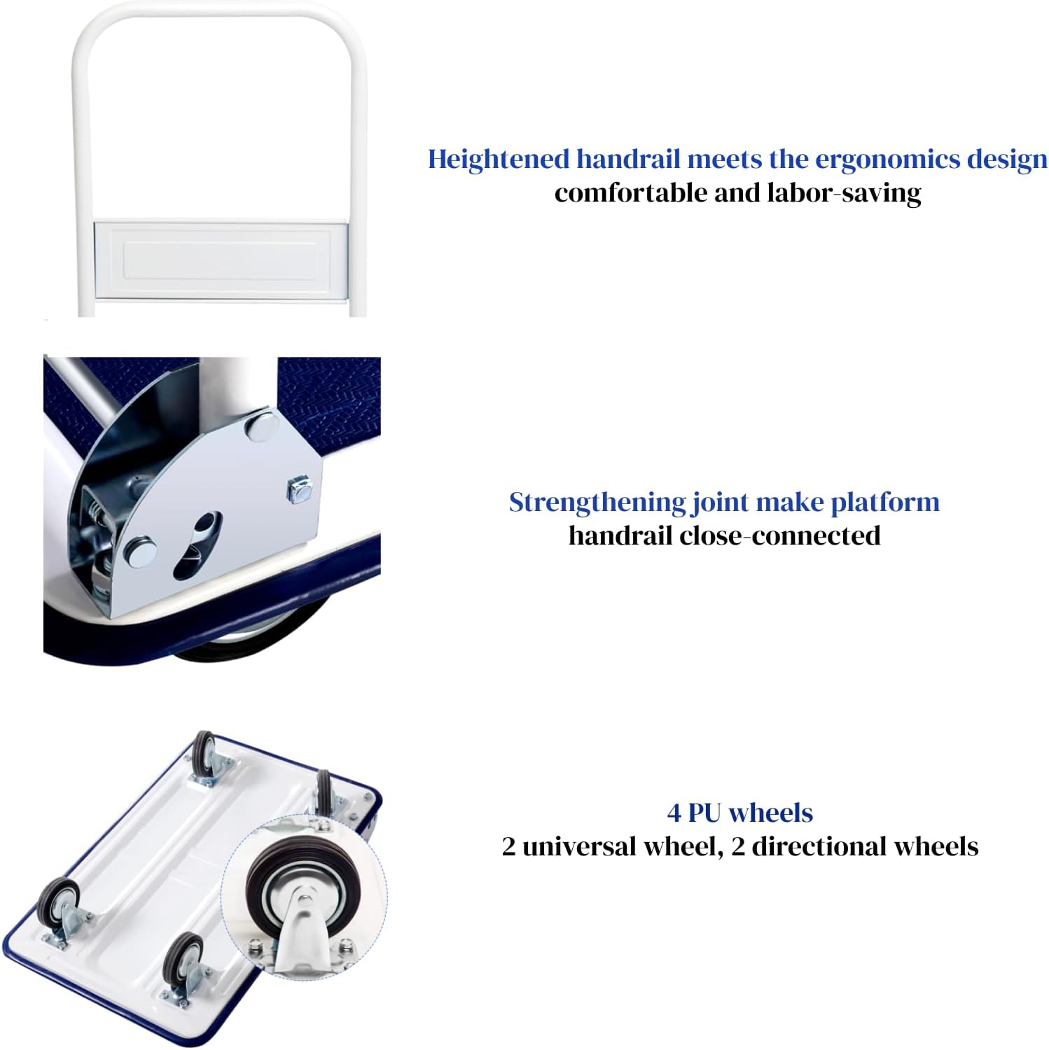 Heavy Duty Platform Trolley 150KG Flatbed Cart Blue