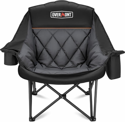 Oversized XL Camping Chair 450lb Padded Black Fold