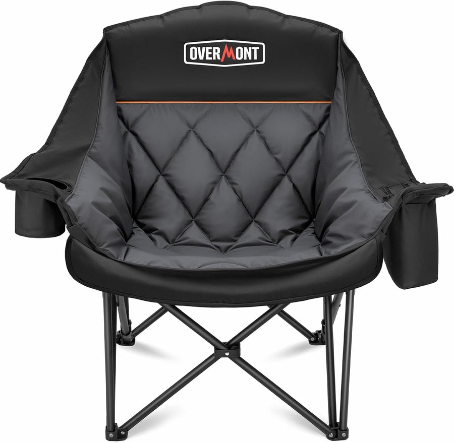 Oversized XL Camping Chair 450lb Padded Black Fold