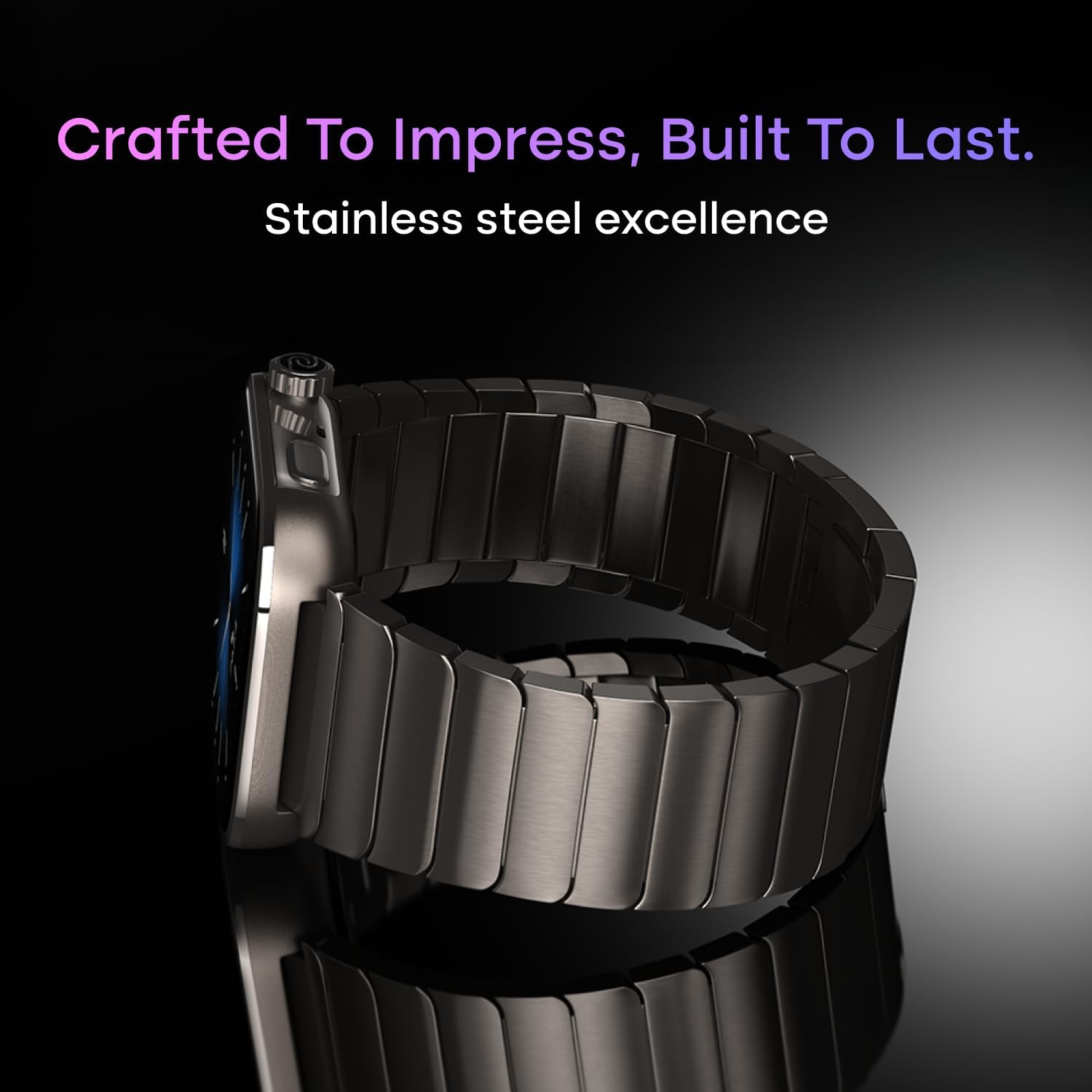 AI Smart Watch 1.96 AMOLED GPS Stainless Steel Black