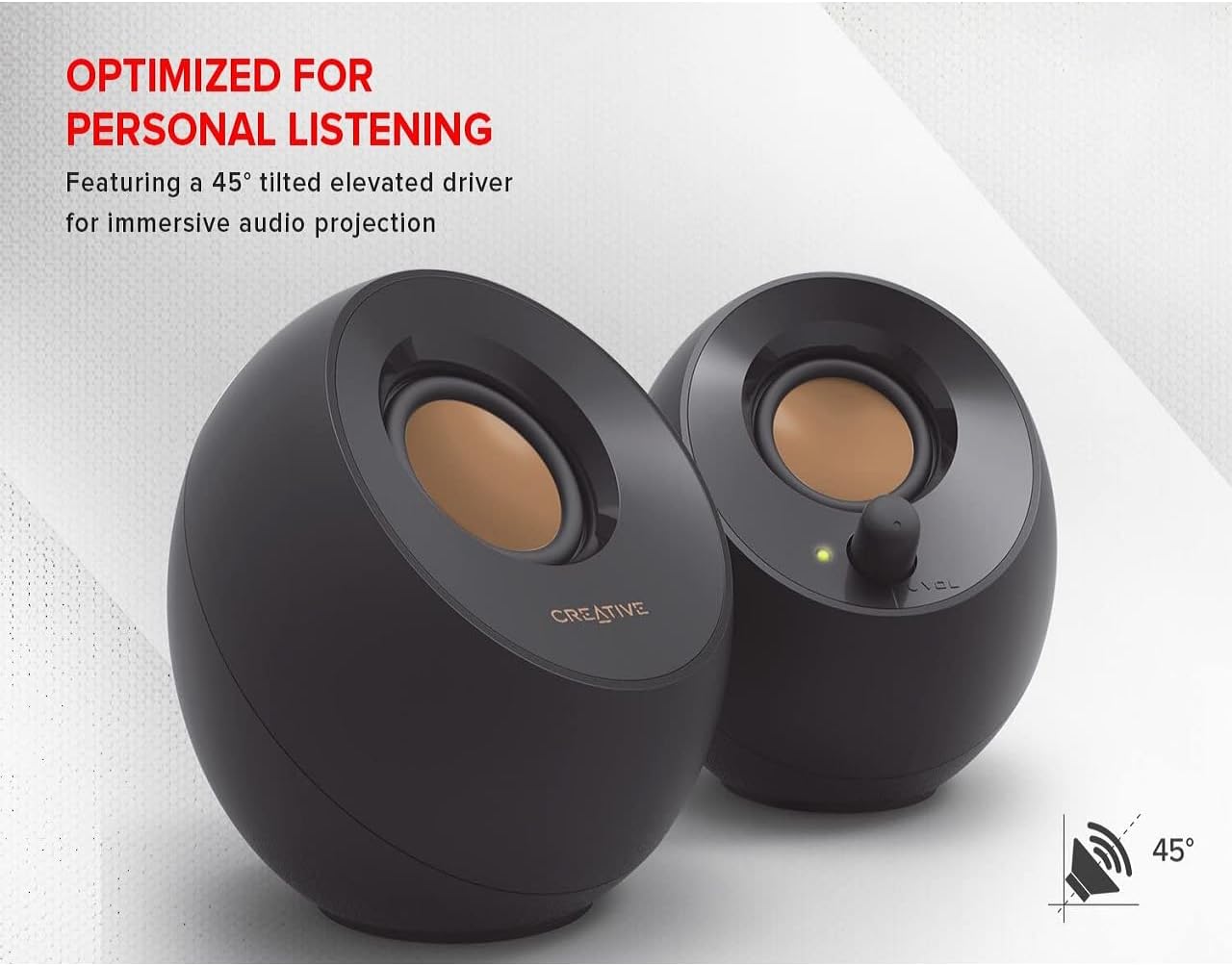USB Powered Desktop Speakers Stereo PC Laptop Audio Pebble Design