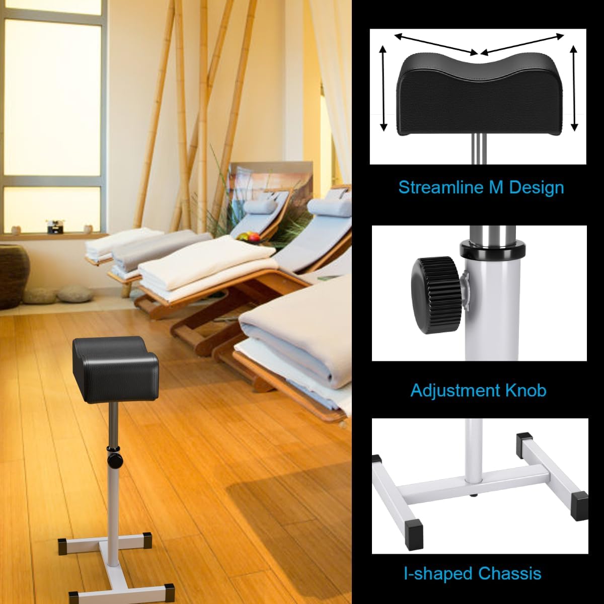 Adjustable Pedicure Foot Rest 45-65cm Nail Stool Salon Spa Stand