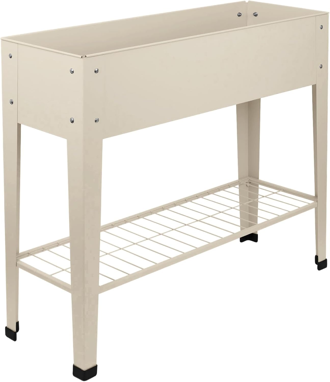 Raised Garden Bed with Legs Shelf Metal Planter Ivory 95cm