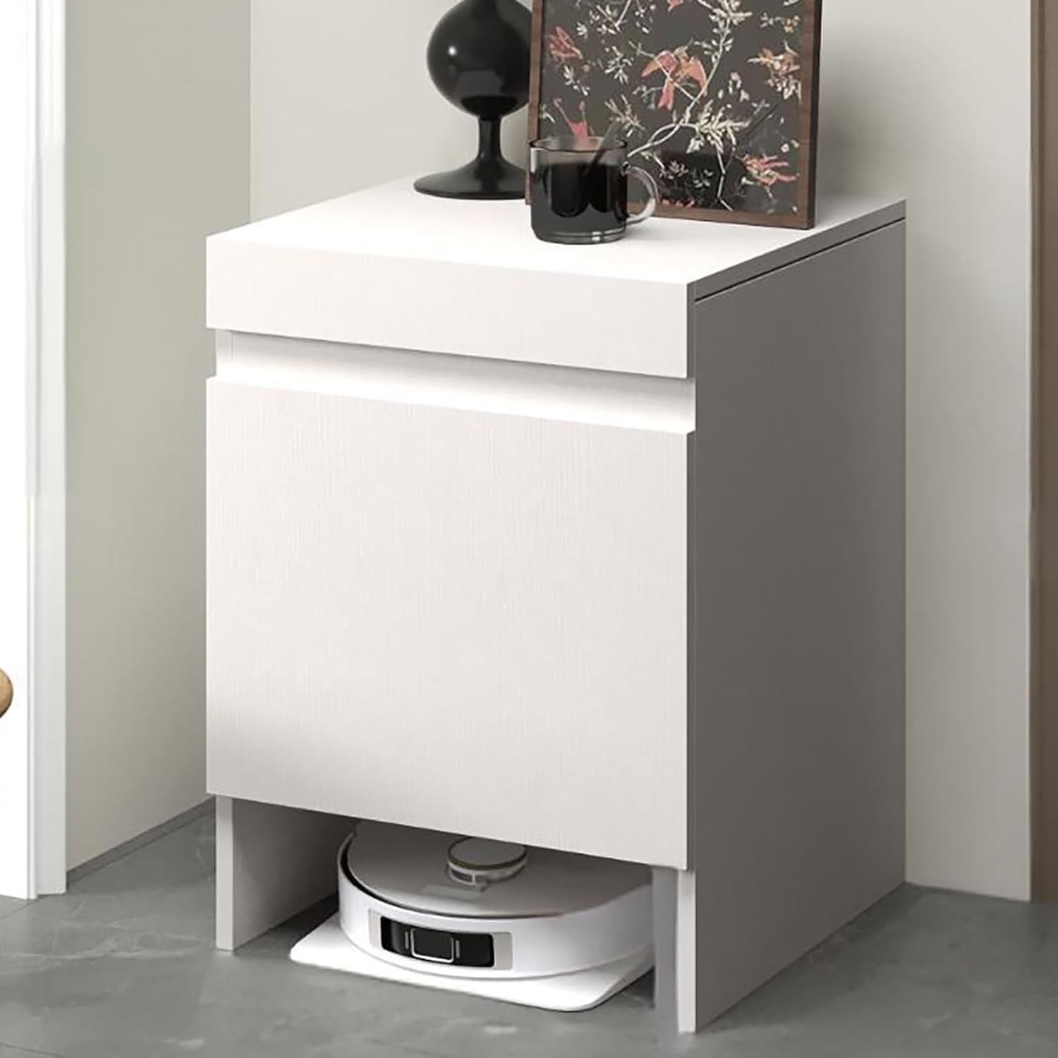 Robot Vacuum Storage Cabinet Side Table Hidden Shelf Pull Out