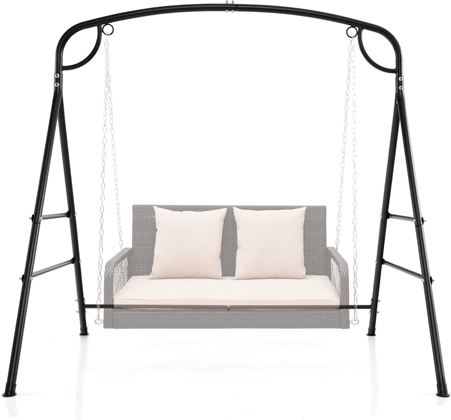 Outdoor Metal Swing Frame A Shape Stand Black 240kg