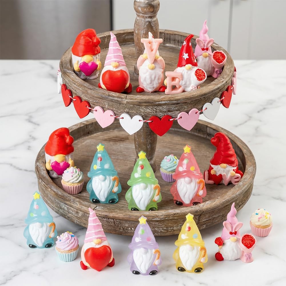 15PCS Valentine Gnome Figurines LOVE Set Resin Table Decor