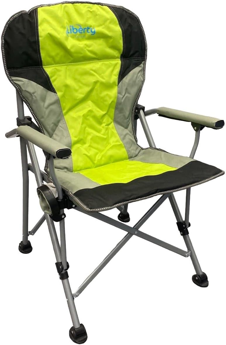 Folding Camping Chair with Cup Holder Side Pocket Lime
