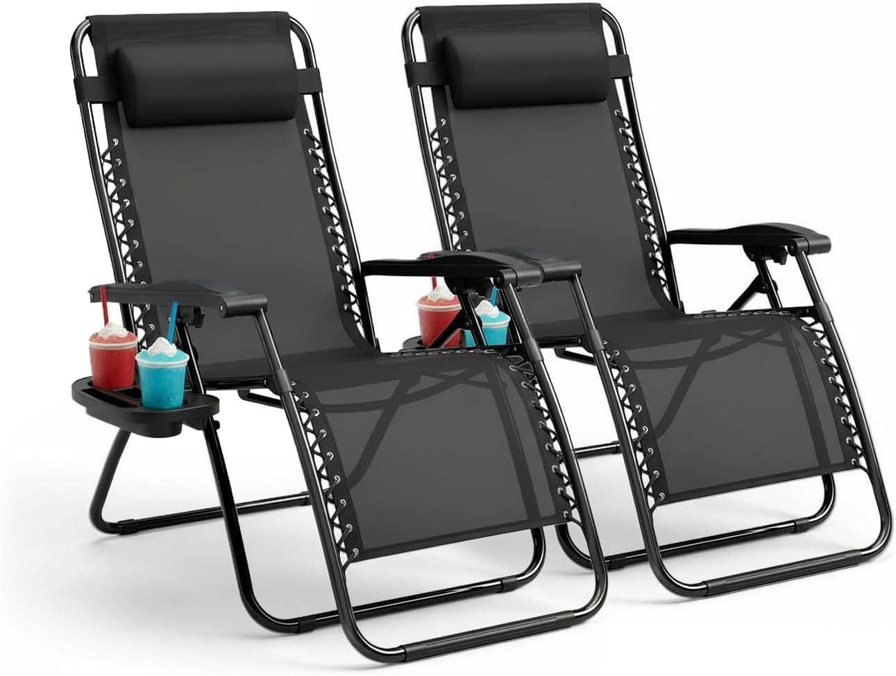 Set of 2 Foldable Zero Gravity Garden Chairs Black