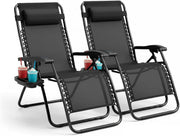 Padded Zero Gravity Garden Chairs Set of 2 Black