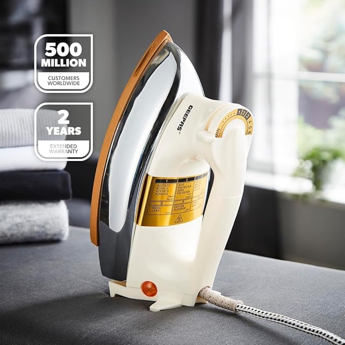 1200W Heavyweight Dry Iron Non Stick Soleplate Adjustable Temp