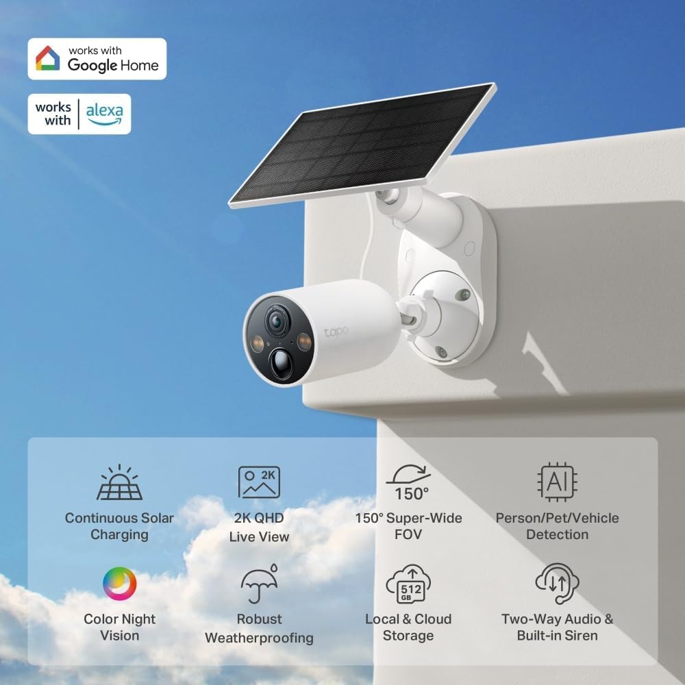 2K QHD Wireless Outdoor Security Camera Solar AI No Fee