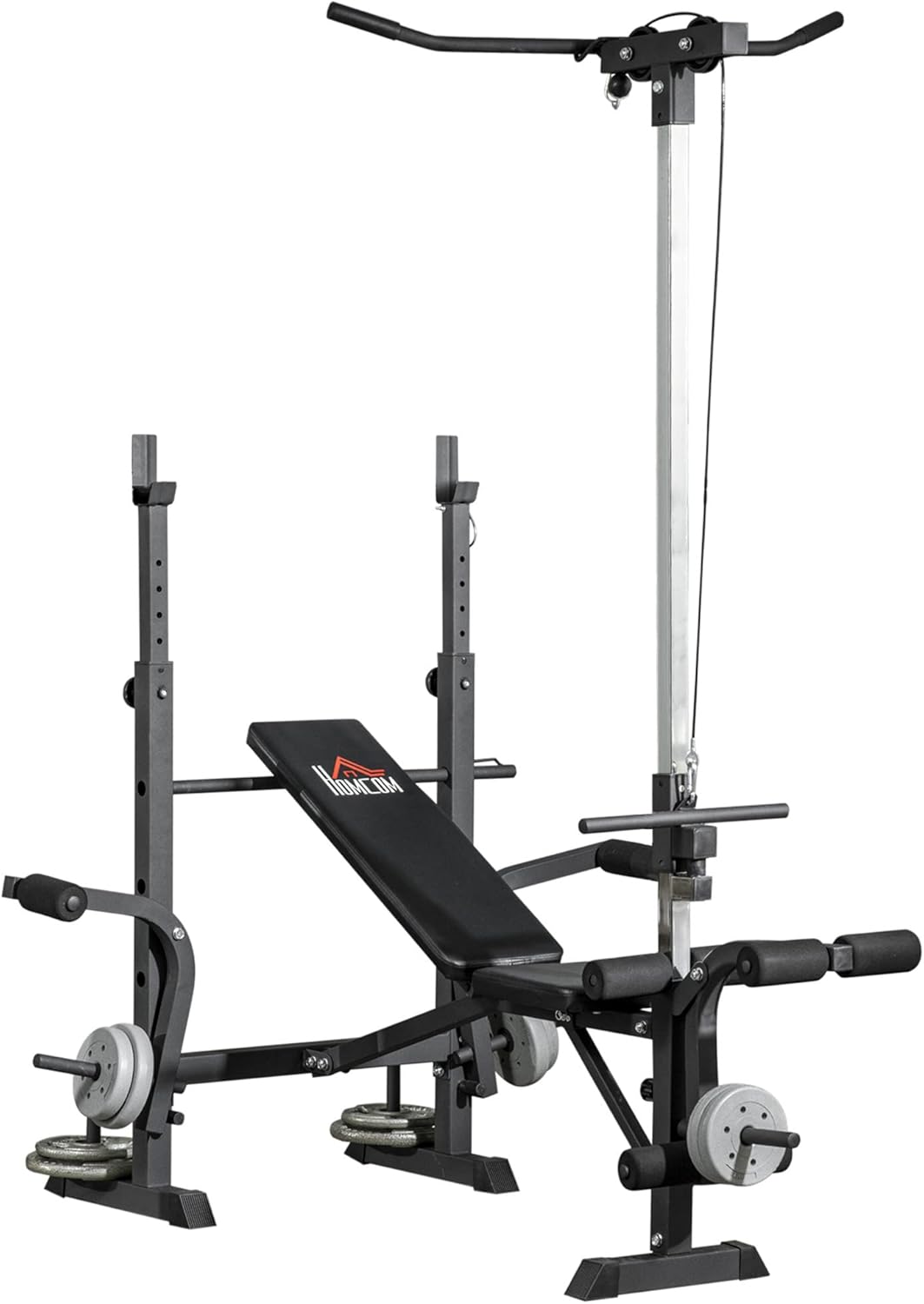 Adjustable Weight Bench Home Gym Set Squat Rack Pulley System