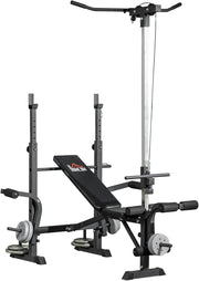 Adjustable Weight Bench Home Gym Set Squat Rack Pulley System