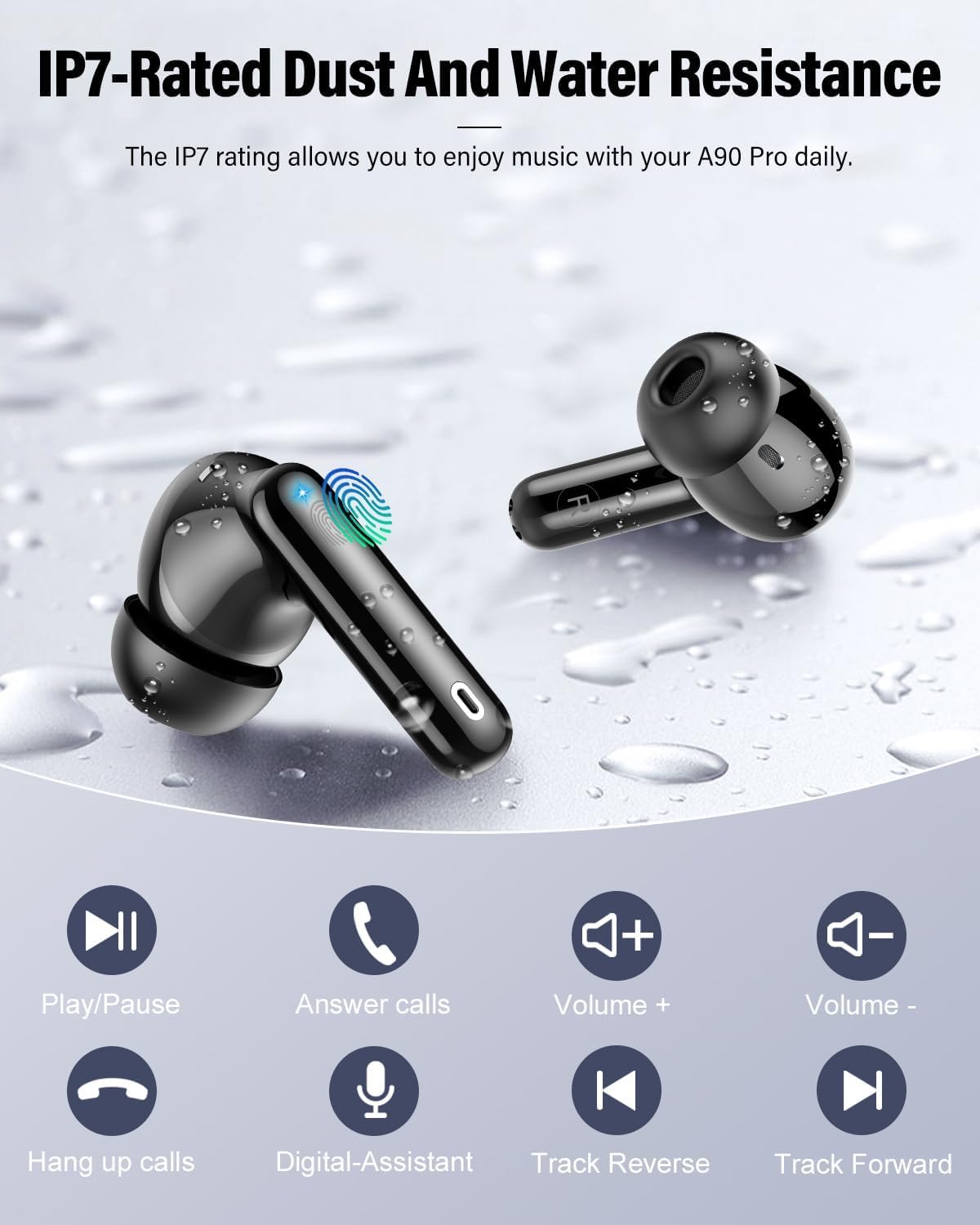 Wireless Bluetooth 5.4 Earbuds ENC Noise Cancelling 36H Playtime LED Case