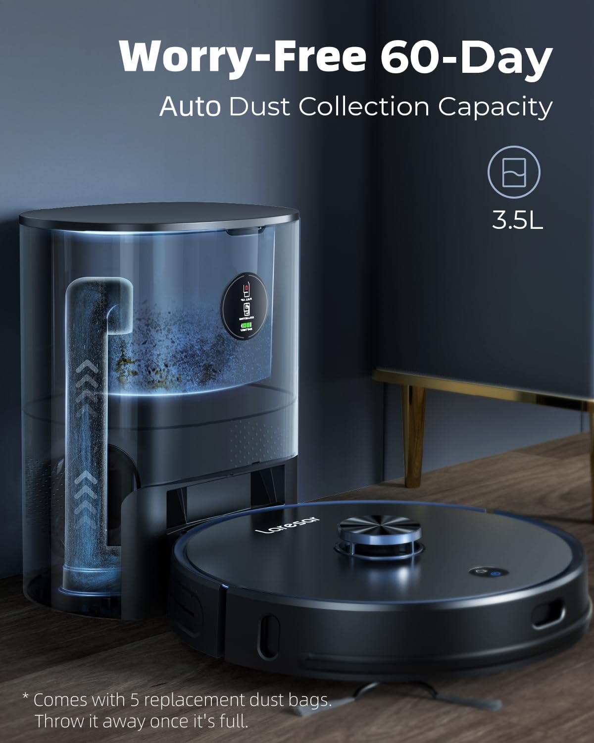 Robot Vacuum Mop Combo Self Empty 4000Pa LiDAR Smart Mapping App