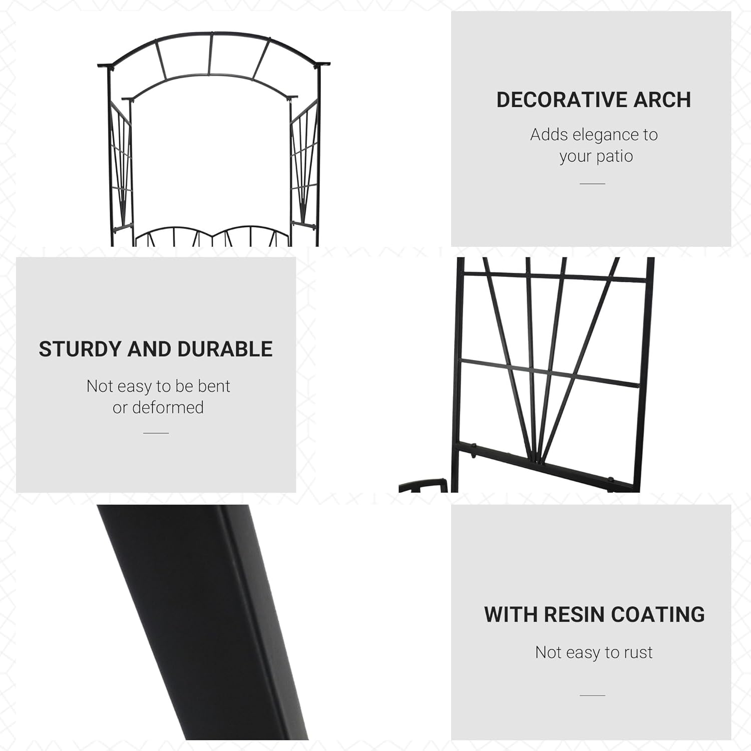 Garden Arbor Bench 2 Seater Metal Patio Seat with Climbing Arch