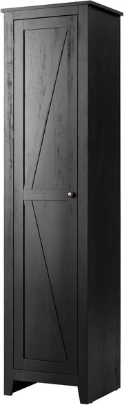 Tall Storage Cabinet Black 4 Shelf Single Door Unit