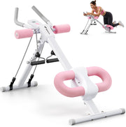 Foldable Ab Machine Adjustable Core Trainer Home Gym Pink