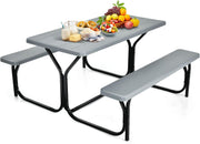 Outdoor Picnic Table Bench Set HDPE Garden Dining Grey