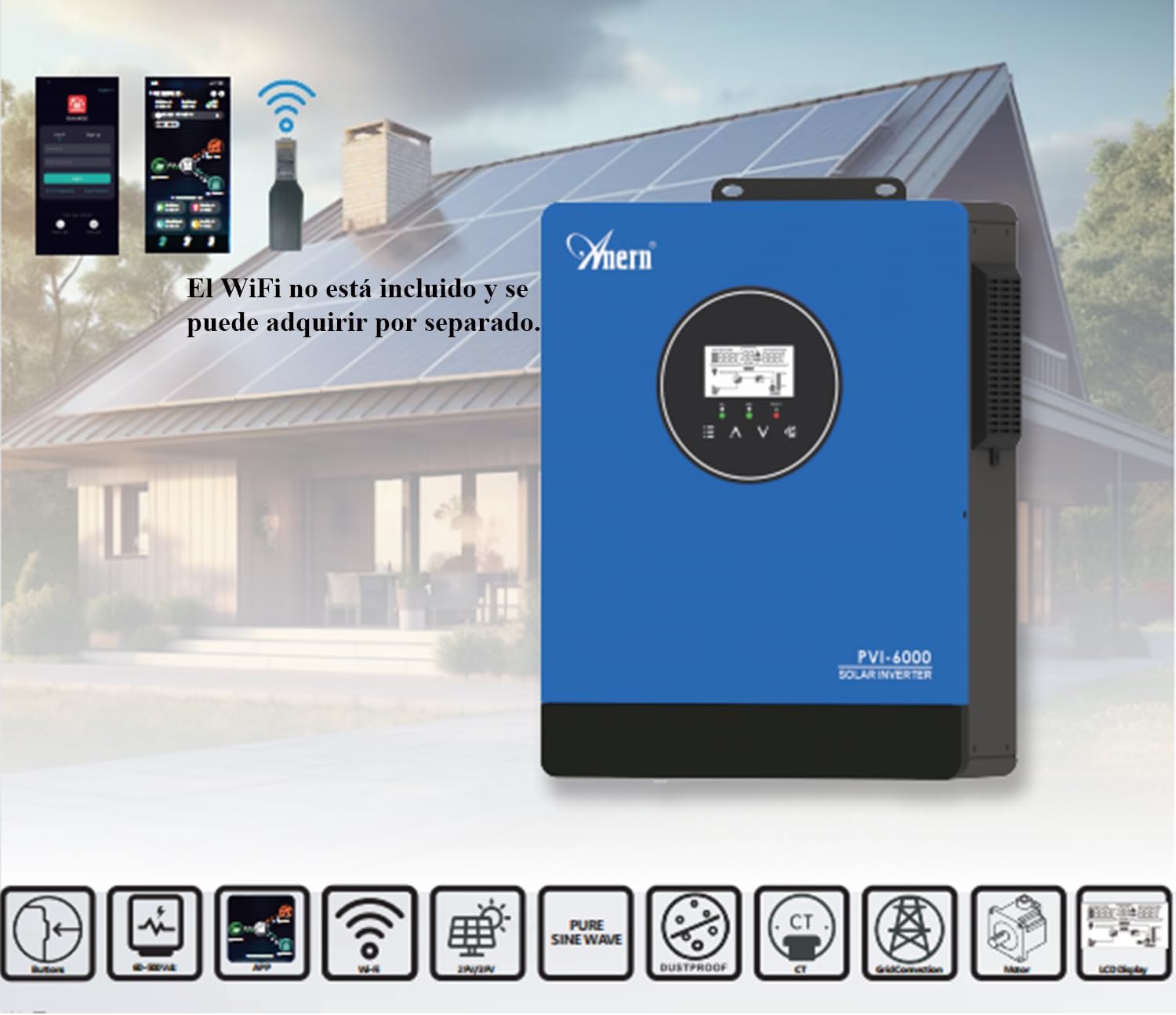 6KW Solar Inverter 220V 240V Dual MPPT Pure Sine Wave