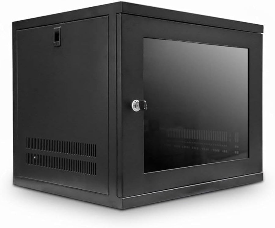 9U Wall Mount Server Rack Cabinet 19in Glass Door Black