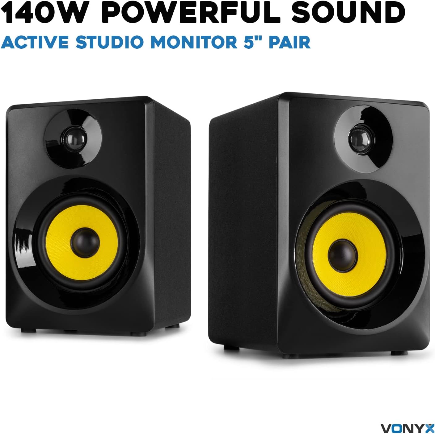 Studio Monitor Speakers 5 Inch 140W Powered Recording Audio Pair
