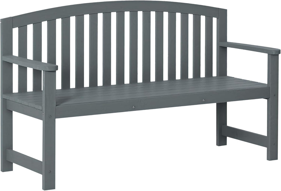 2 Seater Wooden Garden Bench with Armrests Outdoor Patio Seat