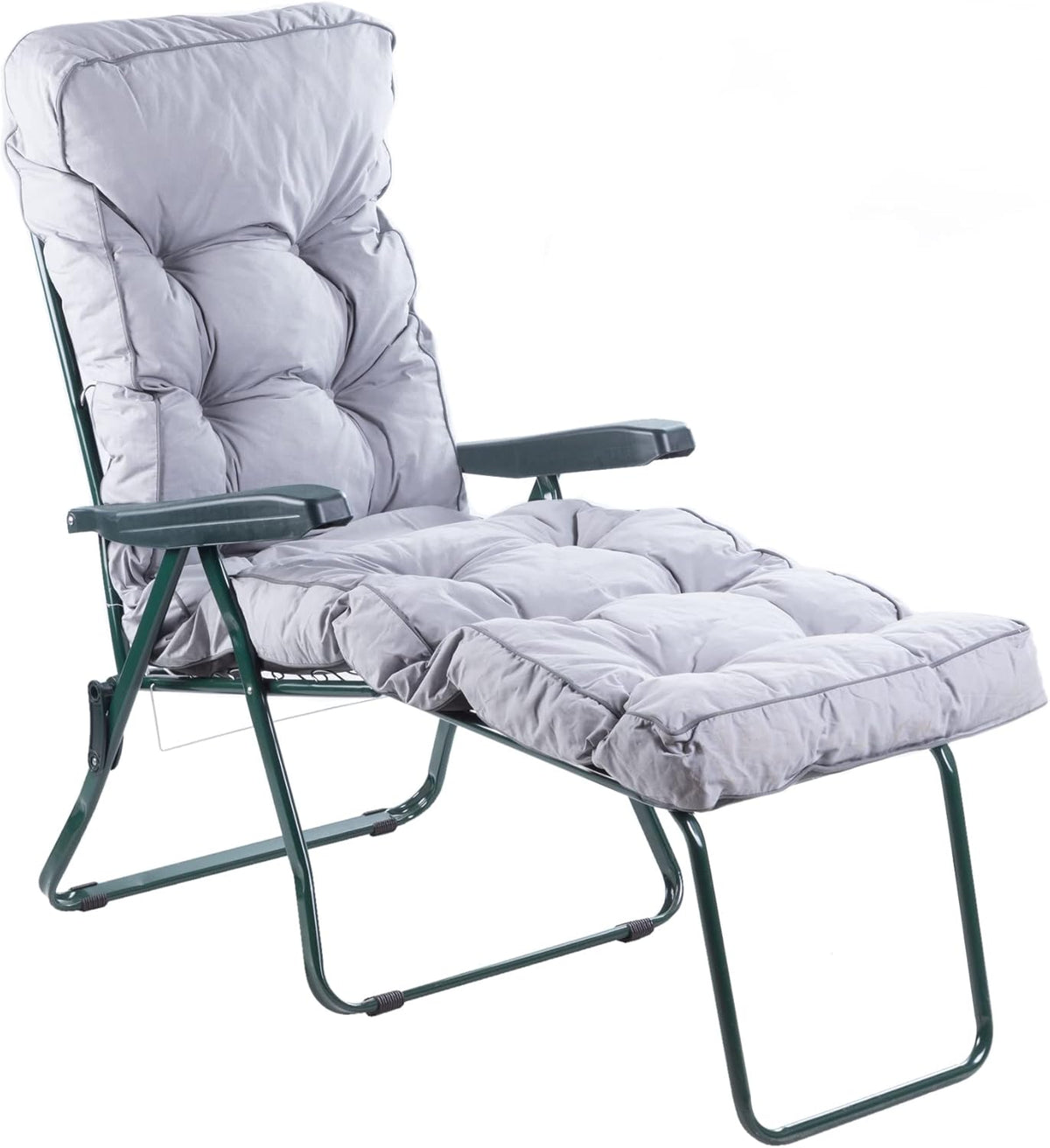 Folding Garden Sun Lounger with Cushion 5 Position Grey