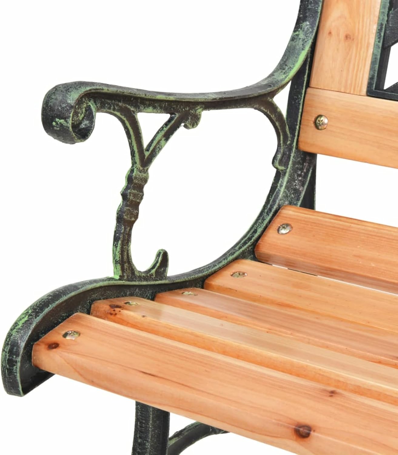 Wooden Garden Bench 122cm Outdoor Patio Seat Wrought Iron Frame