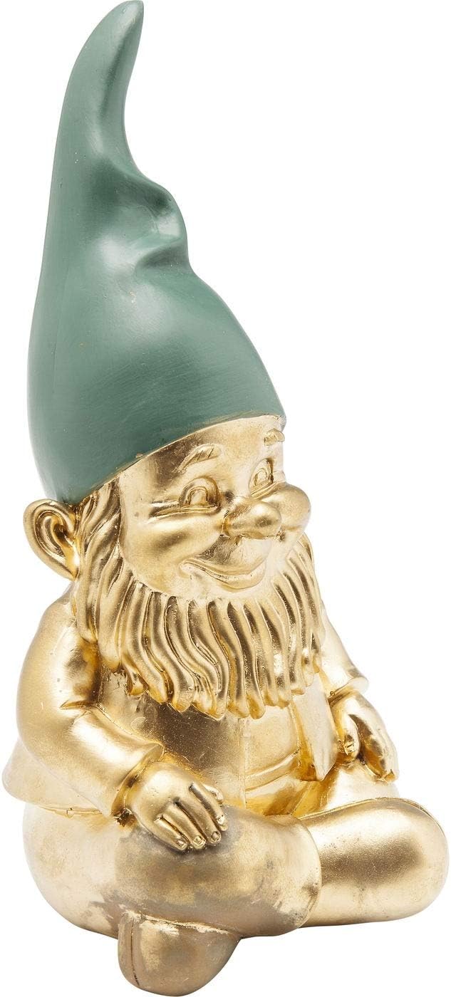 Gold Garden Gnome Statue 19cm Resin Sitting Home Decor