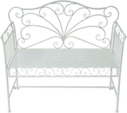 43in Outdoor Garden Bench Metal Patio Bench with Armrests White