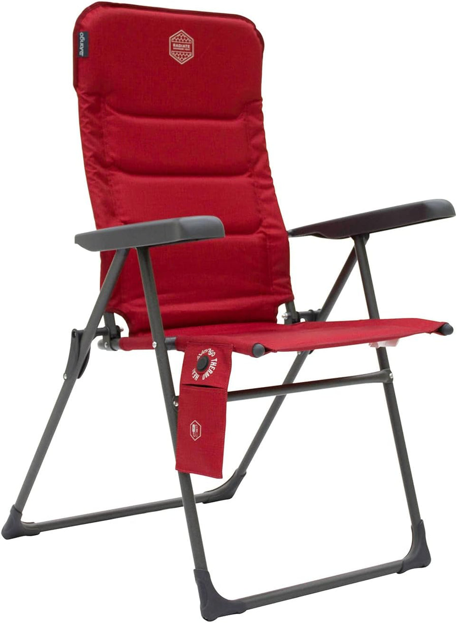 Heated Reclining Camping Chair Padded Tall Folding Seat