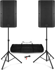15 Inch PA Speaker System 1000W Bluetooth DJ Set Stands Kit