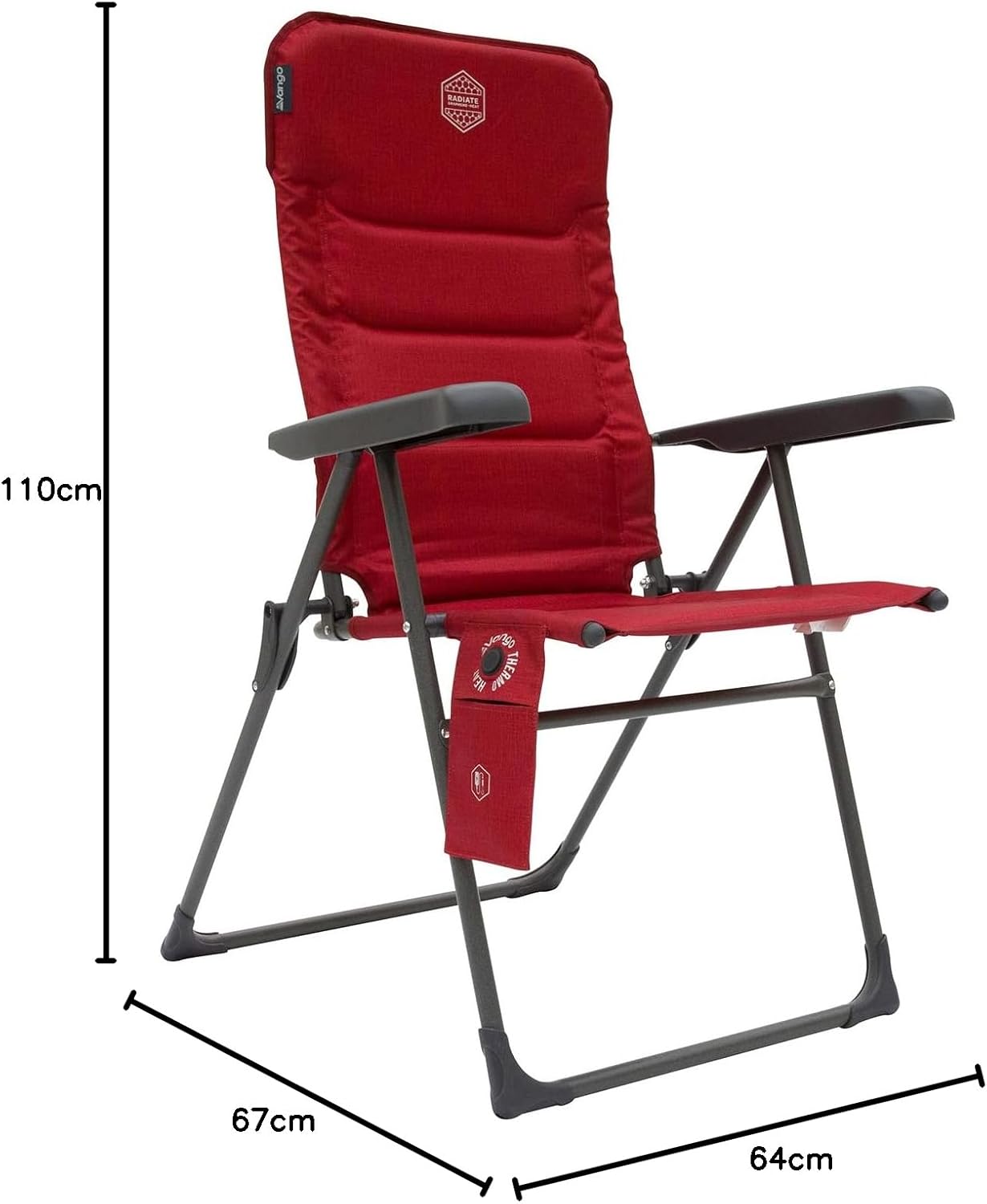 Heated Reclining Camping Chair Padded Tall Folding Seat