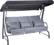 3 Seater Garden Swing Chair Luxury Cushions Grey