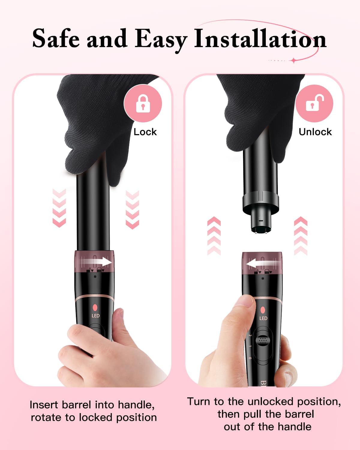 6 in 1 Hair Curling Wand Set Ceramic Curling Iron Fast Heat