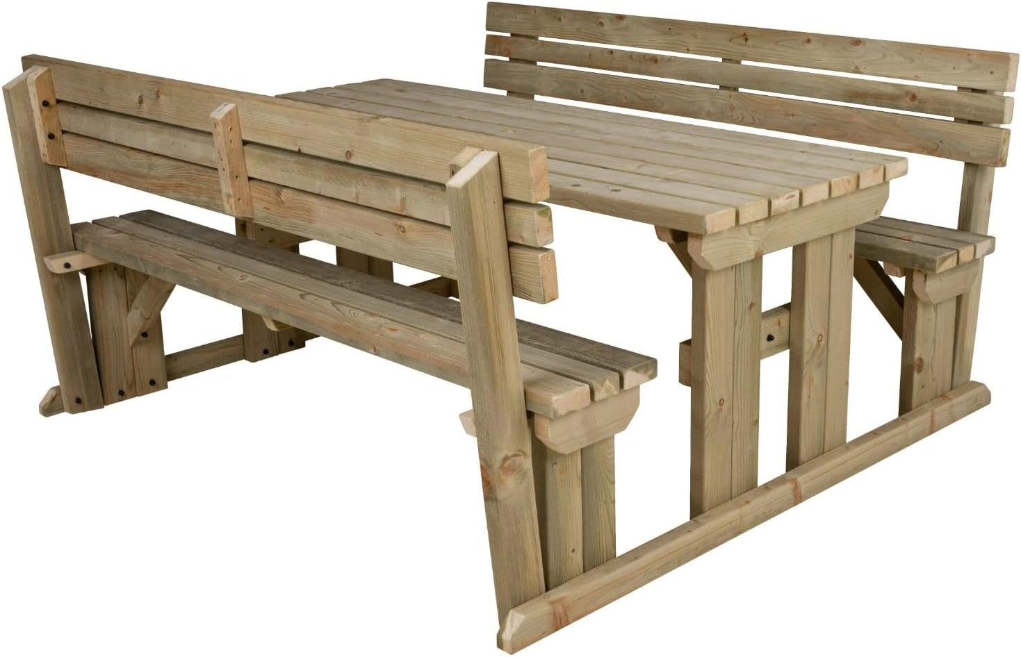 8 Seater Wooden Picnic Table with Backrest Garden Patio Set
