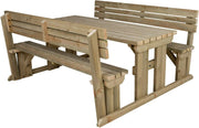10 Seater Wooden Picnic Table with Backrest Garden Patio Set