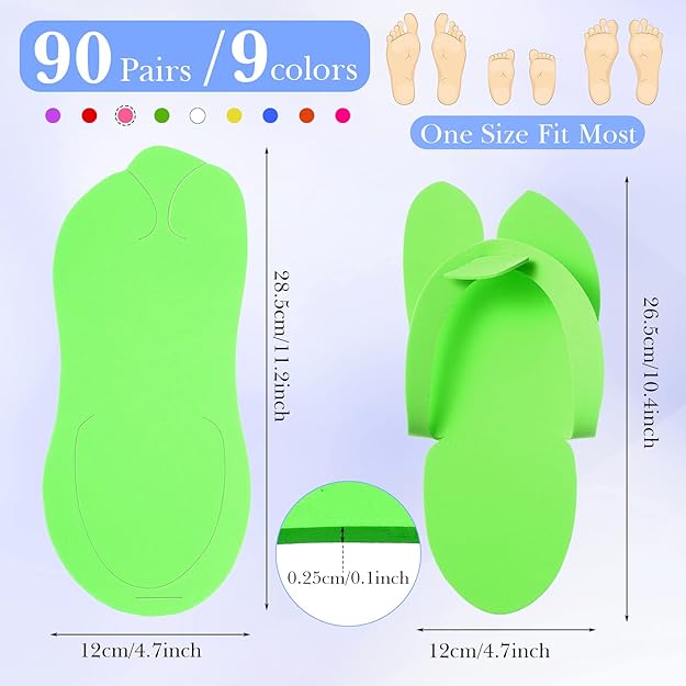 Disposable Pedicure Slippers 90 Pairs EVA Foam Spa Flip Flops