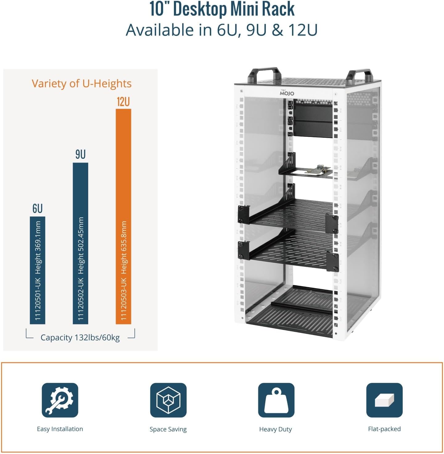 10 Inch 12U Desktop Mini Server Rack White