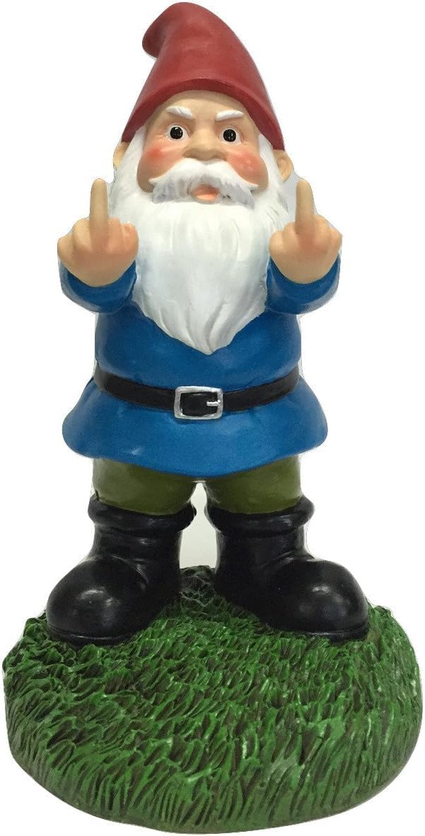 Funny Garden Gnome Statue Outdoor Naughty Ornament Resin 12cm