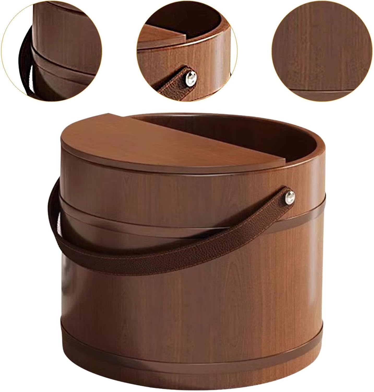 Natural Wooden Foot Soak Tub Portable Pedicure Spa Bucket Basin