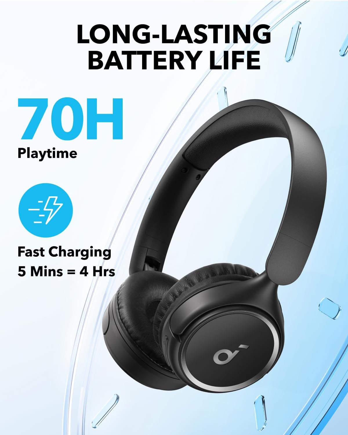 Wireless On Ear Bluetooth Headphones Pure Bass 70H Playtime Foldable