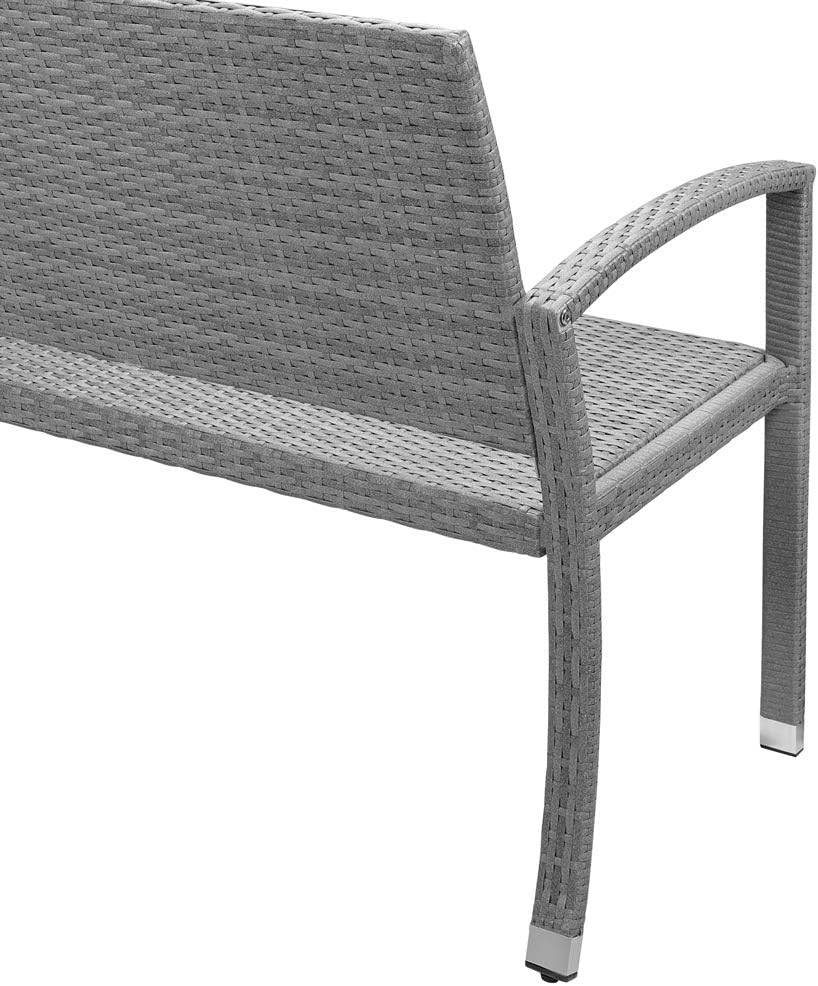 2 Seater Rattan Garden Bench Outdoor Patio Love Seat Grey