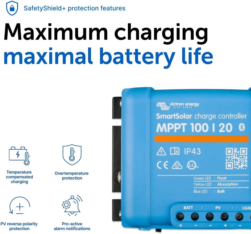 MPPT Solar Charge Controller 100V 20A Bluetooth 12V 24V 48V