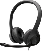 USB Wired Stereo Headset Noise Cancelling Mic In Line Control Black
